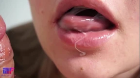 Deepthroat shot with come in mouth and gulping