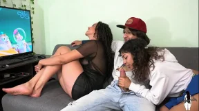 Girlfriend seduces our large cock🌭 buddy when I’m occupied with the TV! Girlfriend seduces our large cock🌭 buddy when I’m occupied with the TV!