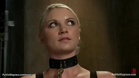 Blonde tied up for group sex in public Blonde tied up for group sex in public