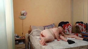 Naughty Fat Old Stepmom Sucks Stepson's Cock After Masturbating