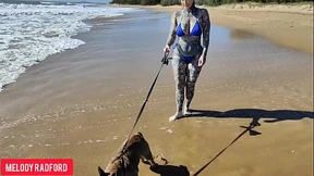 Bikini walking on a Public beach Bikini walking on a Public beach