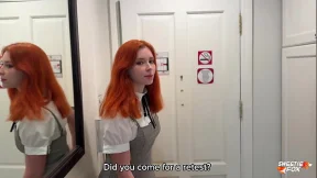 Hot Sex with Red-Haired Student and Cum on Face