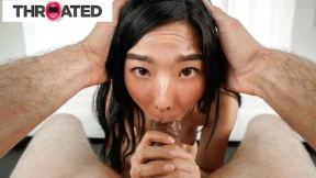 Oriental babe takes massive dick&#x1F346; down her throat