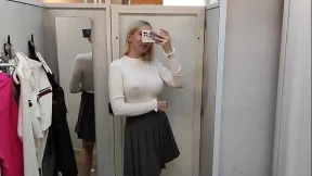 Fitting Room Show – Sheer Fabric, No Panties, Big Curves 