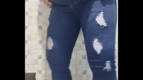 Mature woman caught in public bathroom Mature woman caught in public bathroom