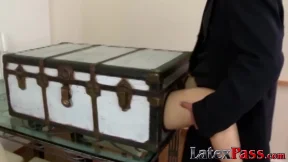Fetish babe trapped in a box and fucked before facial