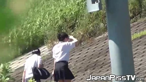Japanese schoolgirls go to their favorite place to pee