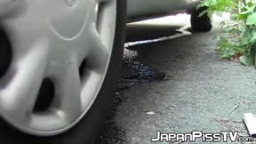 Real Japanese amateurs filmed peeing all around town