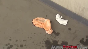 Japanese babe taped peeing in public by voyeur
