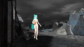 Hatsune Miku Hello Planet Project diva Nude Mod Full Nude Cat Costume