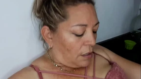 Horny stepmother lets her stepson suck her pussy