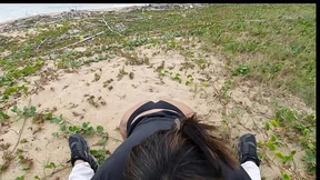 Anal day at the beach with naughty voyeurs