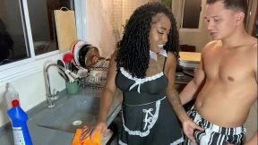 BLACK MAID FUCKS HARD WITH THE BOSS'S YOUNG SON 