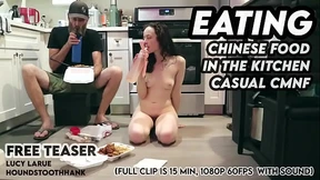 Eating Chinese Food in the Kitchen Casual CMNF