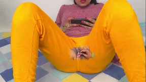 Komal's brother had worn her chaddi and pulled it out