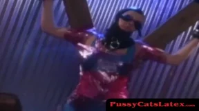 PussyCatsLatex com - Vintage toy bondage with lesbian sub and mistress
