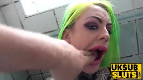 UKSubSluts com - Gagged green haired British sub slut's behind fucking and delight UKSubSluts com - Gagged green haired British sub slut's behind fucking and delight