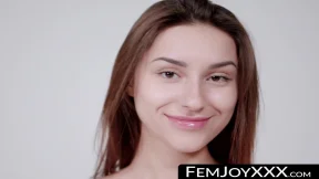 All-natural brunette Angelina S teases naked solo