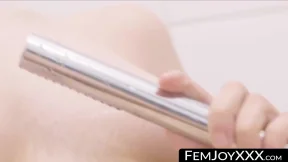 Pretty brunette Deepika masturbates closely shaved pussy