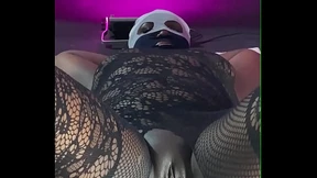 Ebony squirter multiple orgasm with the sex machine