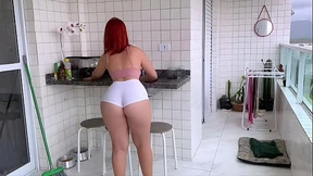 I hired this maid, she is very hot, she came in shorts to tease me