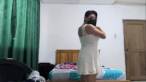 The busty executive chooses a white dress and then starts making sensual movements, showing her beautiful vagina The busty executive chooses a white dress and then starts making sensual movements, showing her beautiful vagina