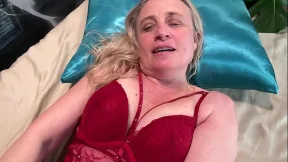 POV View of masturbating my prolapse pussy in my new hot lingerie