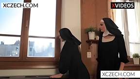 Dirty Nun Fucks Wild in Leather Bondage Orgy Party'