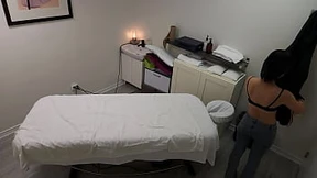Tiny Japanese girl seduced during massage, then fucked twice