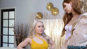 Lesbian Threesome with Jane, Gizelle and New Babysitter Haley