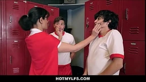 Penny Barber, MILF Gym Coach, Gets Fucked by Two Eager Teens
