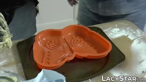 Lacey Starr and tattooed girl cook then indulge in each other