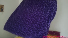 Wicked Euro slut collects her clothes naked on a webcam