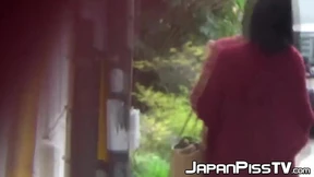 Nasty Japanese women pissing in public before scat