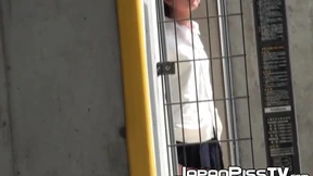 Japanese schoolgirls are peeing while voyeur films them