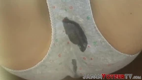 Naughty Japanese babe masturbates while hidden man watches