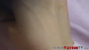 Horny Japanese gets her pussy so wet thinking she is hidden
