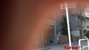 Japanese babe taped peeing in public by voyeur