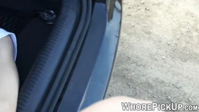 Inked harlot hammered and fed cum on the street