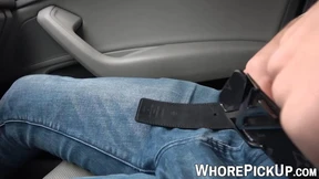 Prostitute on the streets enjoys getting banged in a car