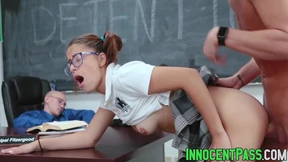 Nerdy teen Izzy Bell gets load of hot cum on her cute face