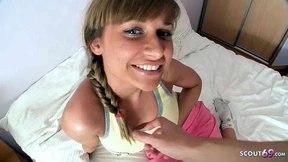 Step sis seduces bro with her smoking hot bod & those blue peepers beggin' him for rough sex
