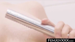 Pretty brunette Deepika masturbates closely shaved pussy