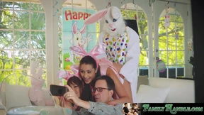 Cute teen Avi surprises Easter bunny with her wet pussy present