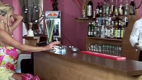Blonde MILF sucks and fucks, boobies bouncing wildly
