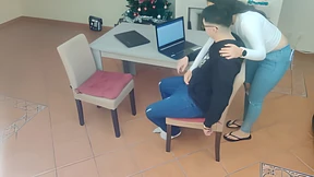 Slutty educator gets her young buck off while blowing him in a classroom