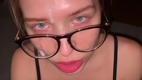 Teen sweetheart blows nasty drenched cock&#x1F346; down her eager throat