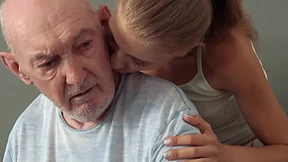 Old man's first go at it with slim young sweetheart - rough penetration