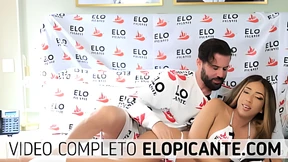 Spicy Spanish blonde amateur gets wrecked by podcast host's massive pole