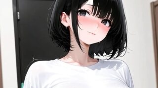 Black hair short beauty huge tits temptation